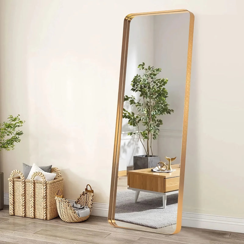Gold full-length mirror with stand, view 3 - MRSLM