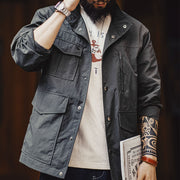 men's vintage dark gray waterproof jacket, view 2 - MRSLM