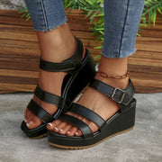 women's black wedge sandals, view 3 - MRSLM