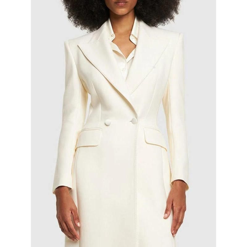 mid-length double breasted blazer coat, view 5 - MRSLM
