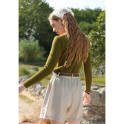 high waist linen shorts, view 8 - MRSLM