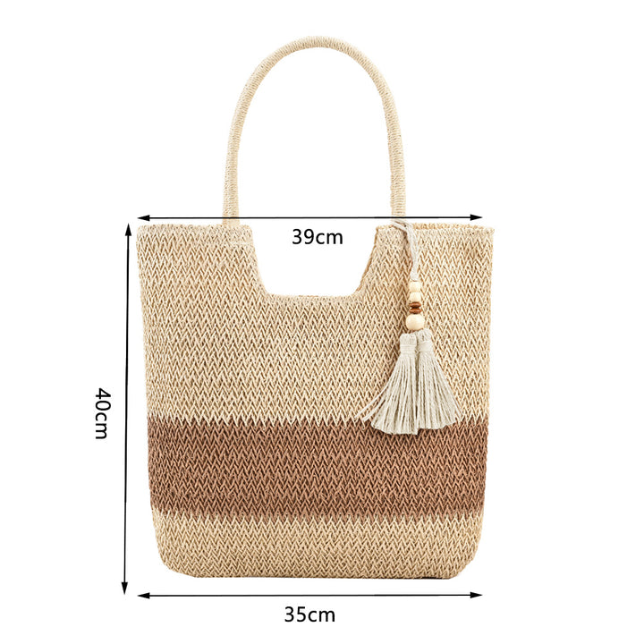 Boho Chic Summer Woven Tote Bag with Tassels