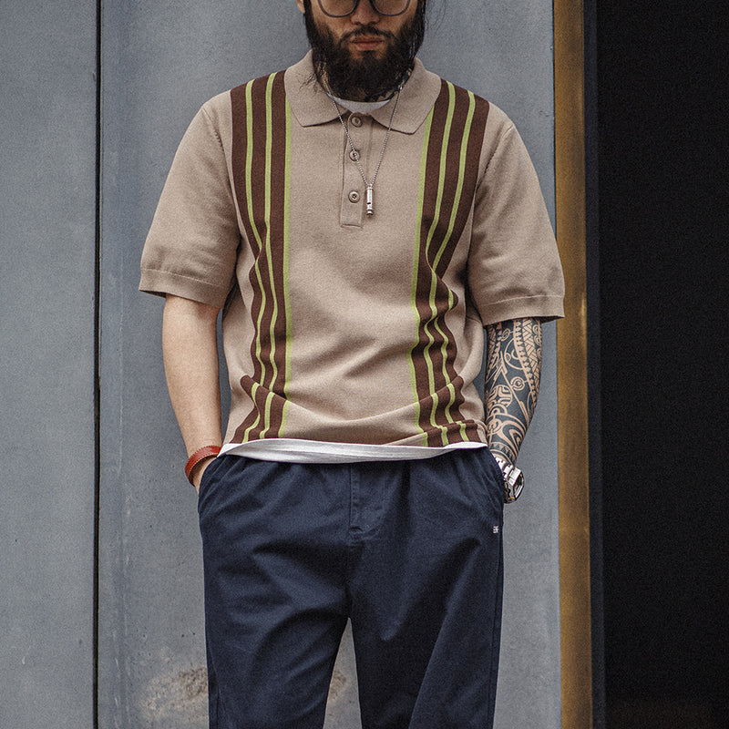 vintage knitted polo bowling shirt, view 4 - MRSLM
