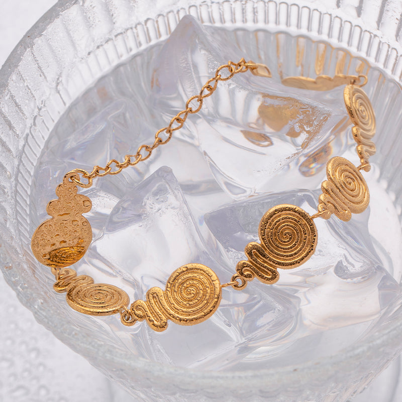18K gold swirl circle bangle, view 7 - MRSLM