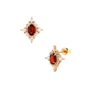garnet zircon stud earrings, view 4 - MRSLM