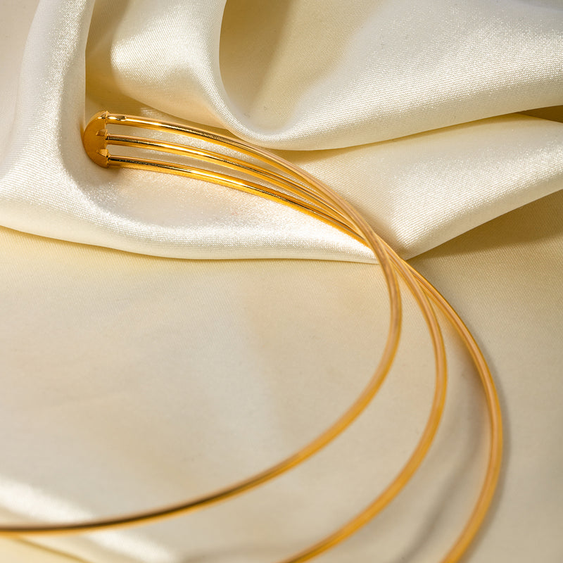 Gold three-layer necklace, view 6 - MRSLM