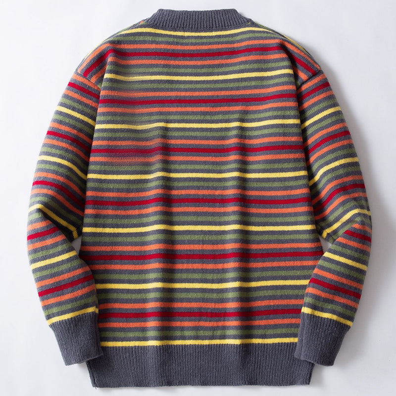 Round neck thickened striped jumper, view 4 - MRSLM
