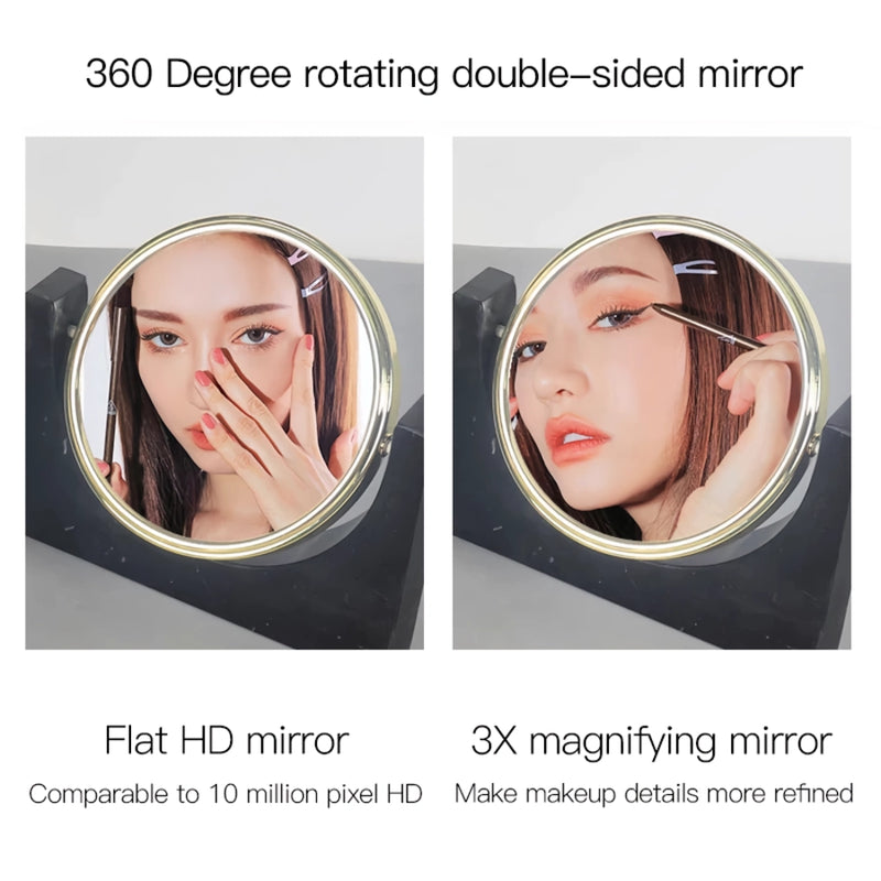 Marble rotating makeup vanity mirror, view 5 - MRSLM