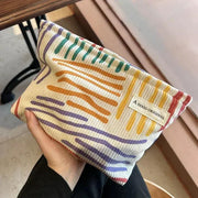 Corduroy striped makeup organizer bag, view 2 - MRSLM