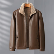 mens pu leather jacket stand collar - MRSLM