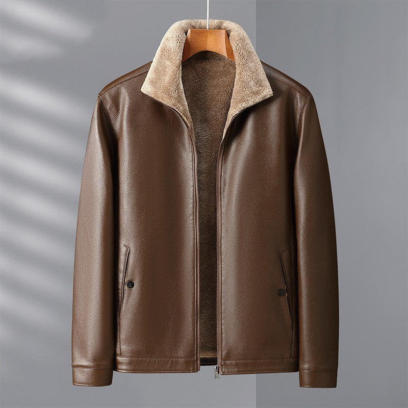 mens pu leather jacket stand collar - MRSLM