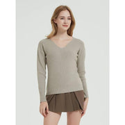 Slim-fit knitted V-neck sweater, view 8 - MRSLM