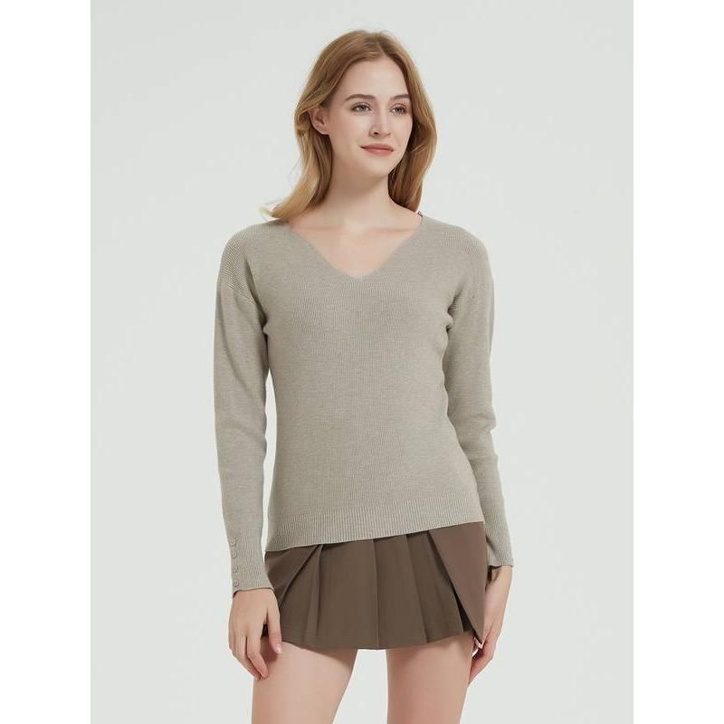 Slim-fit knitted V-neck sweater, view 8 - MRSLM