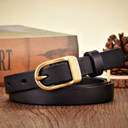 women's 1.8CM thin leather belt copper buckle, view 7 - MRSLM