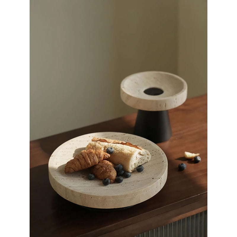 travertine pedestal bowl, view 9 - MRSLM
