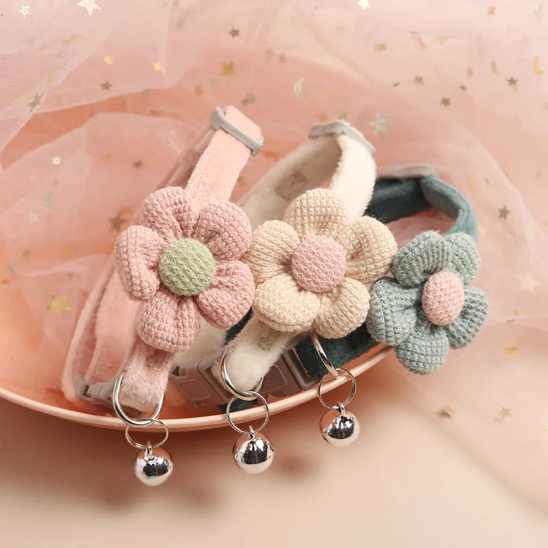 adjustable cat collar with flower and bell - MRSLM