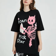 Skull skeleton star graphic t-shirt - MRSLM