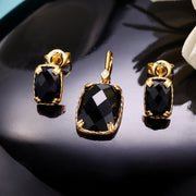 retro rectangular black agate 925 silver ring, view 4 - MRSLM
