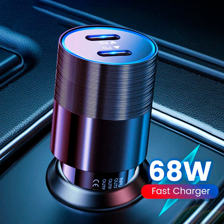 68W Dual USB Type C Car Charger