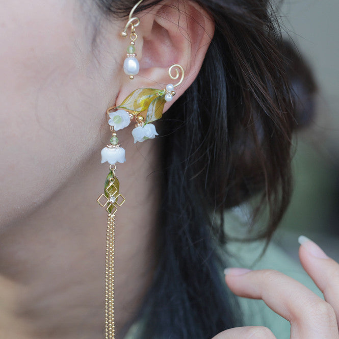 single flower tassel earring - MRSLM