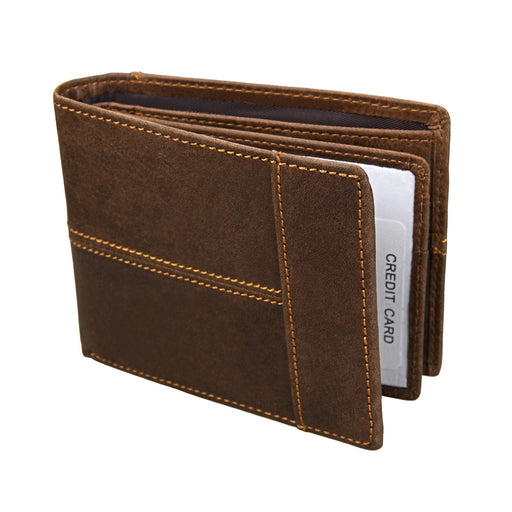 crazy horse leather short wallet - MRSLM