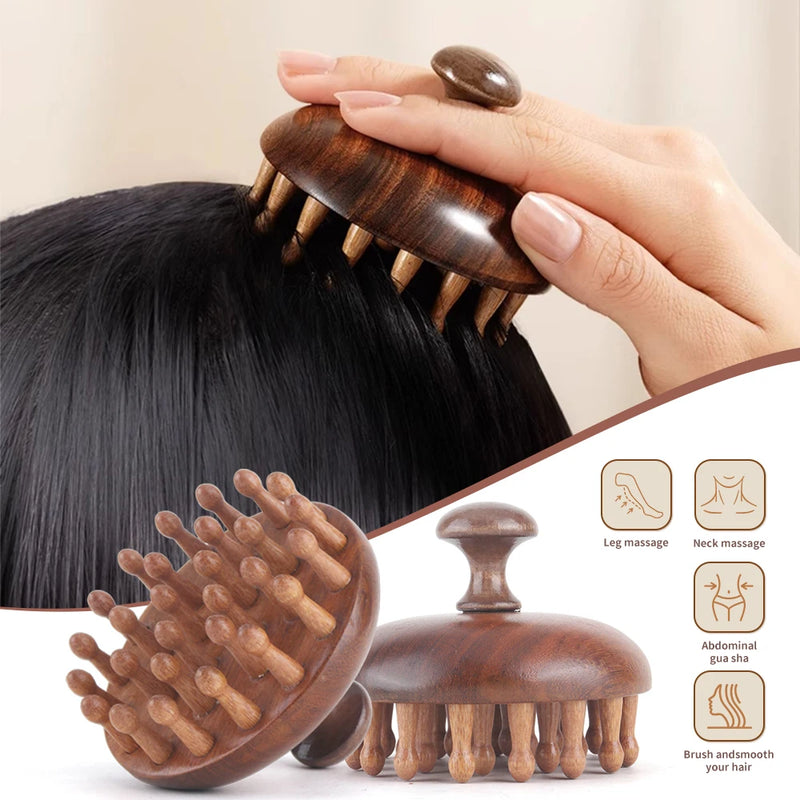 wooden massage comb, view 4 - MRSLM