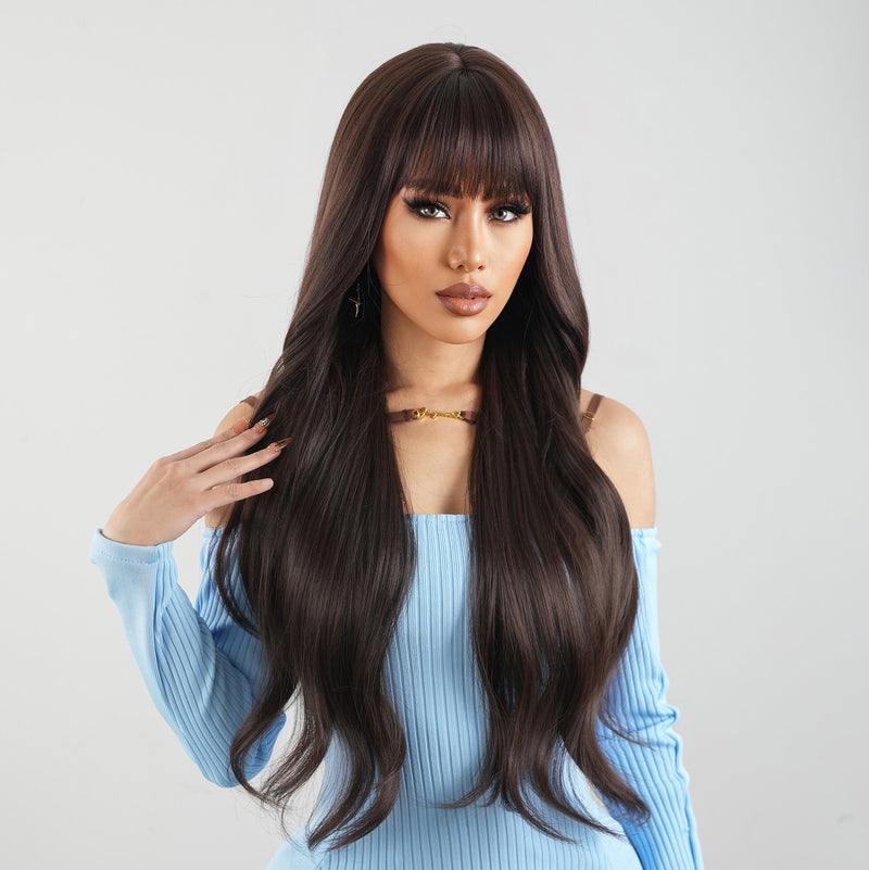 women's black wig with bangs, view 3 - MRSLM