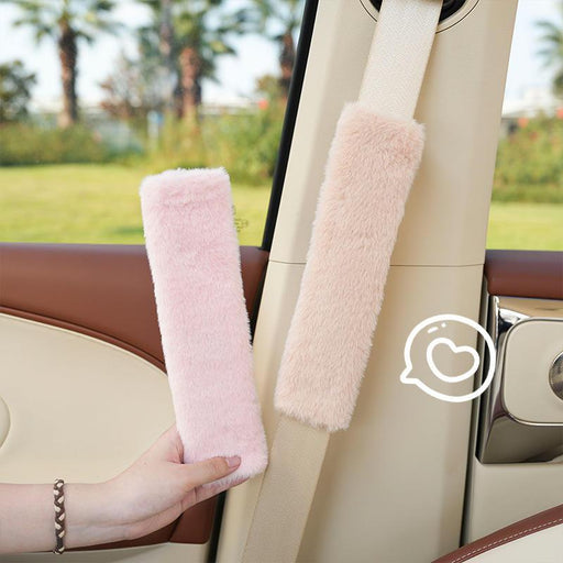 plush faux rabbit fur seat belt shoulder cover - MRSLM