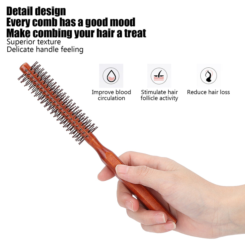 round wood hair brush, view 5 - MRSLM
