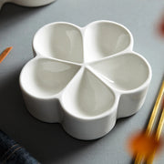 white ceramic flower dessert plate, view 5 - MRSLM