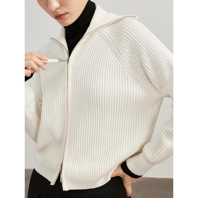heavy wool cardigan for women, view 7 - MRSLM