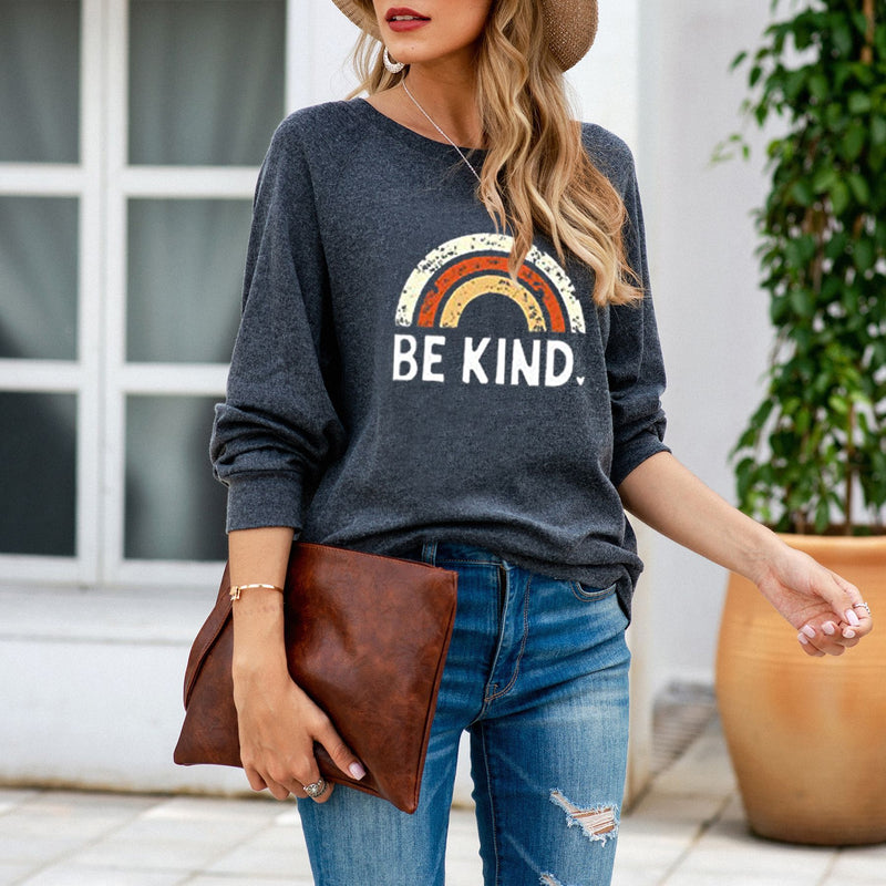 women's rainbow print pullover sweater, view 2 - MRSLM