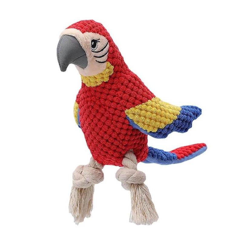 plush parrot squeaky dog toy, view 7 - MRSLM