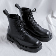 black leather ankle boots with zipper, view 2 - MRSLM