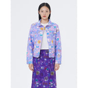 floral print mesh midi skirt, view 3 - MRSLM