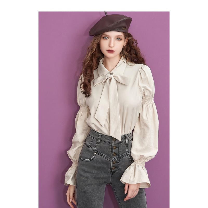 long sleeve casual office blouse, view 4 - MRSLM