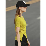 minimalist asymmetric o-neck short sleeve tee, view 7 - MRSLM