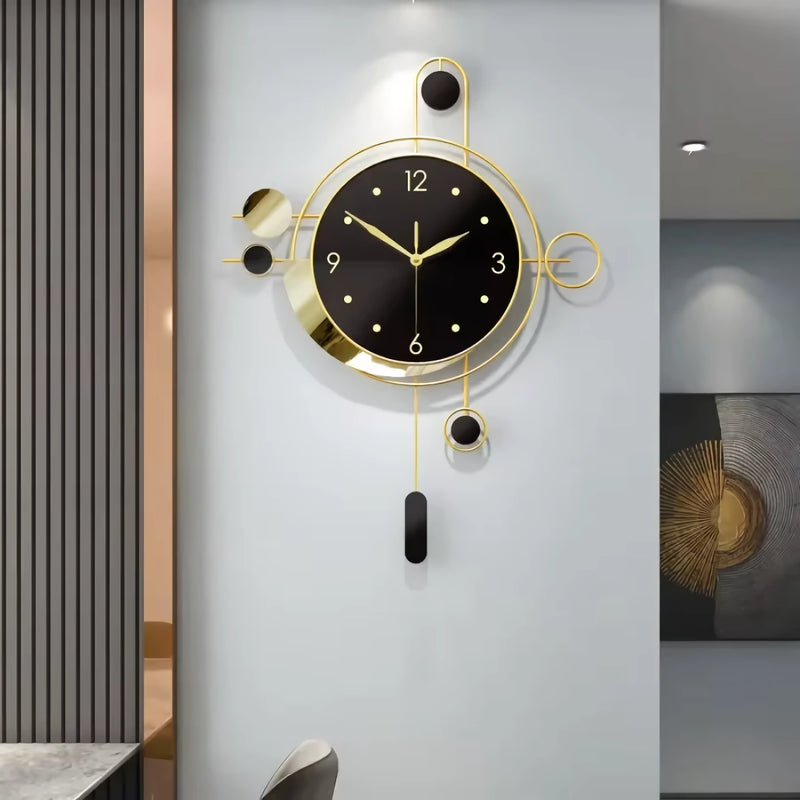 Art Deco gold and black wall clock, view 5 - MRSLM