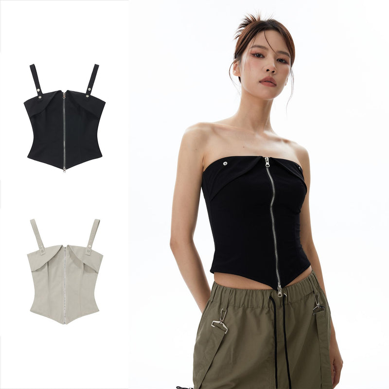 women's slim fit zipper vest, view 6 - MRSLM