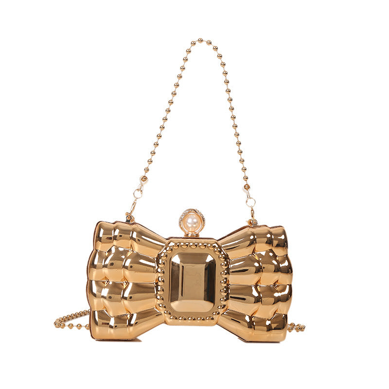 acrylic bow chain handbag, view 3 - MRSLM