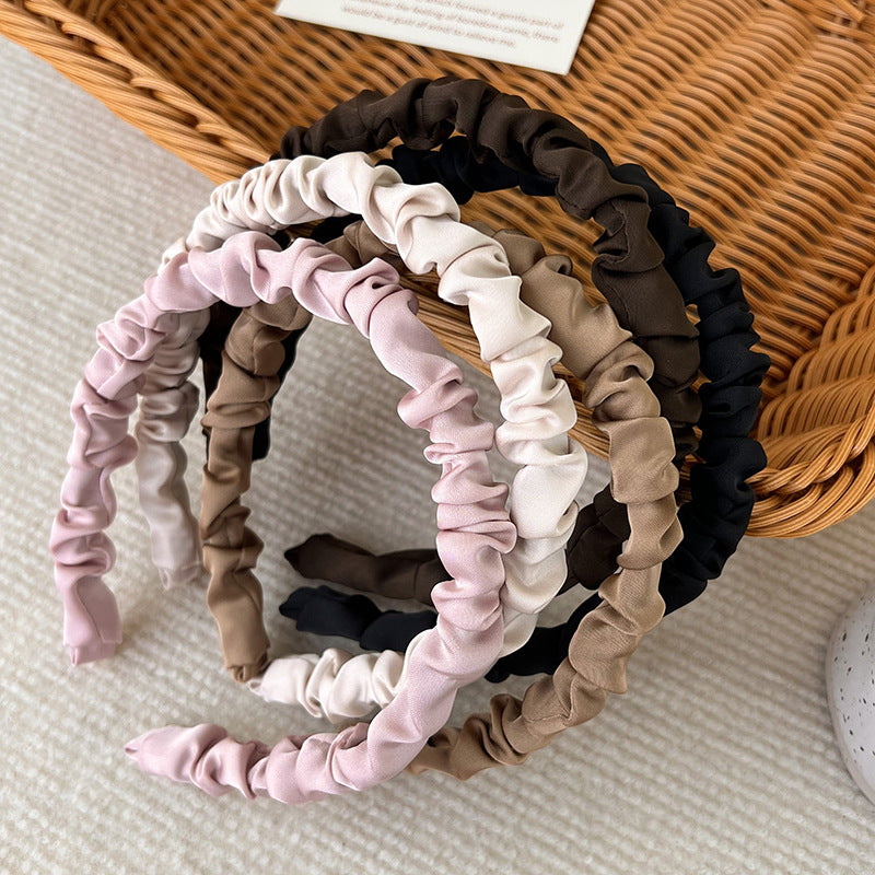 silky satin pleated headband, view 8 - MRSLM