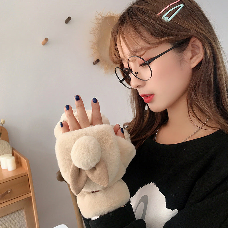 Fingerless plush gloves, view 2 - MRSLM
