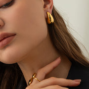 gold plated water drop stud earrings, view 5 - MRSLM