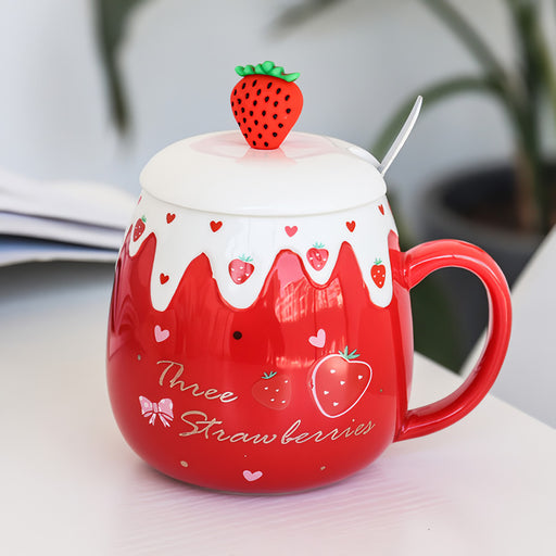 ceramic coffee mug with lid and spoon, view 3 - MRSLM