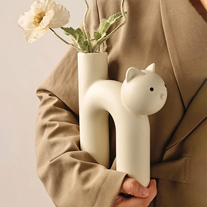 cathead ceramic tube vase, view 5 - MRSLM