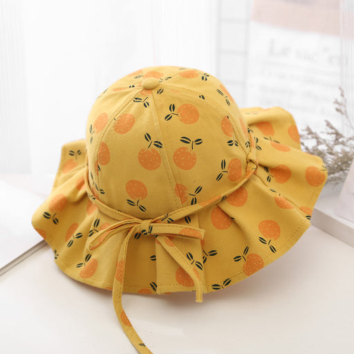 baby girl fruit print bucket hat, view 3 - MRSLM