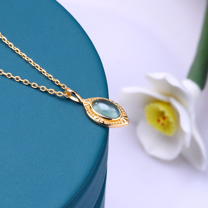 925 Silver Plated Real Gold Personality Green Olive Topaz Pendant