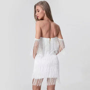 Tassel bandage bodycon mini dress, view 6 - MRSLM