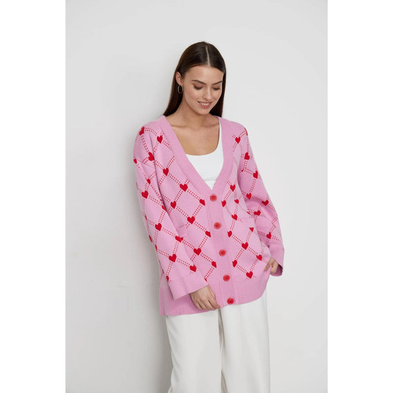 Heart print knitted cardigan, view 7 - MRSLM