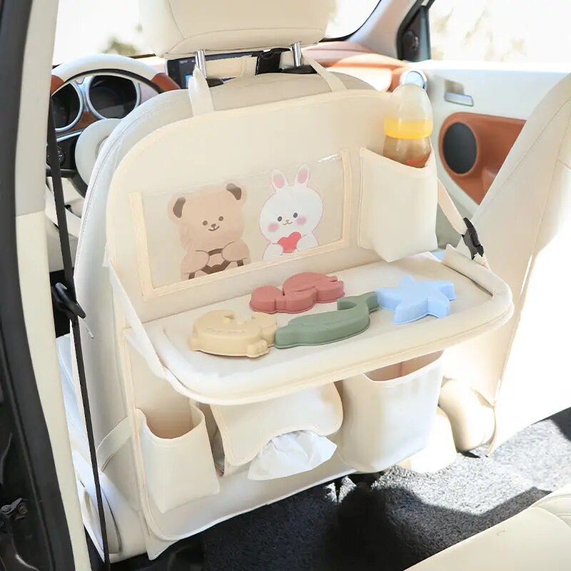 leather backseat organizer with tray, view 4 - MRSLM